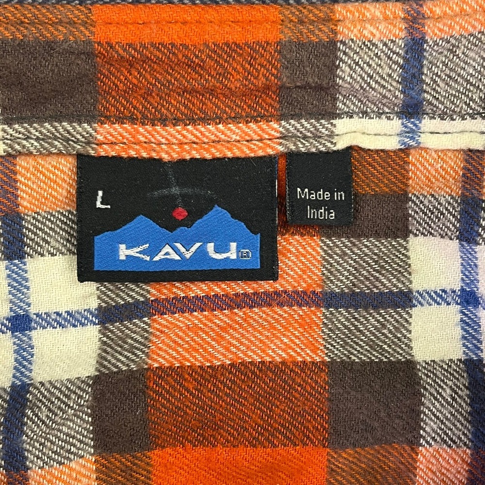 Kavu Mens Herringbone Flannel Lined Snap Down Lined Shirt Size L - Picture 9 of 13